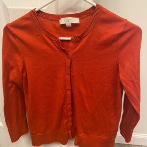 LOFT Women's Pumpkin Orange Cardigan Sweater